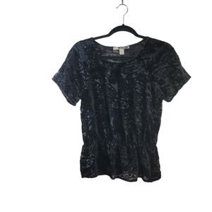 😊Forever21 Black Floral Velvet Peplum Blouse Sz XS